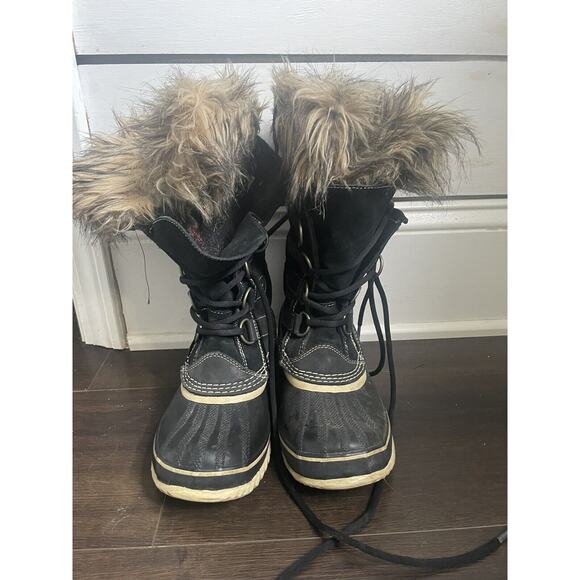 Sorel Joan of Arctic Women's Leather Winter Boots - grey and black Size 6 - Picture 1 of 9